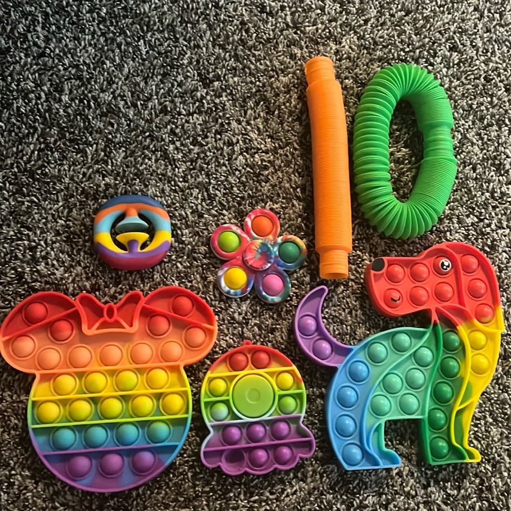 Rainbow colored fidget toys